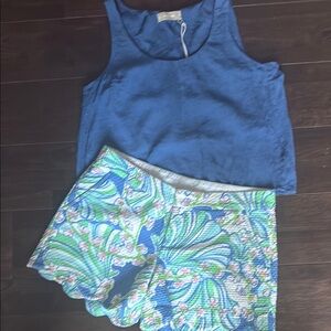 Lillly Pulitzer Patterned w Everlane top Shorts Set